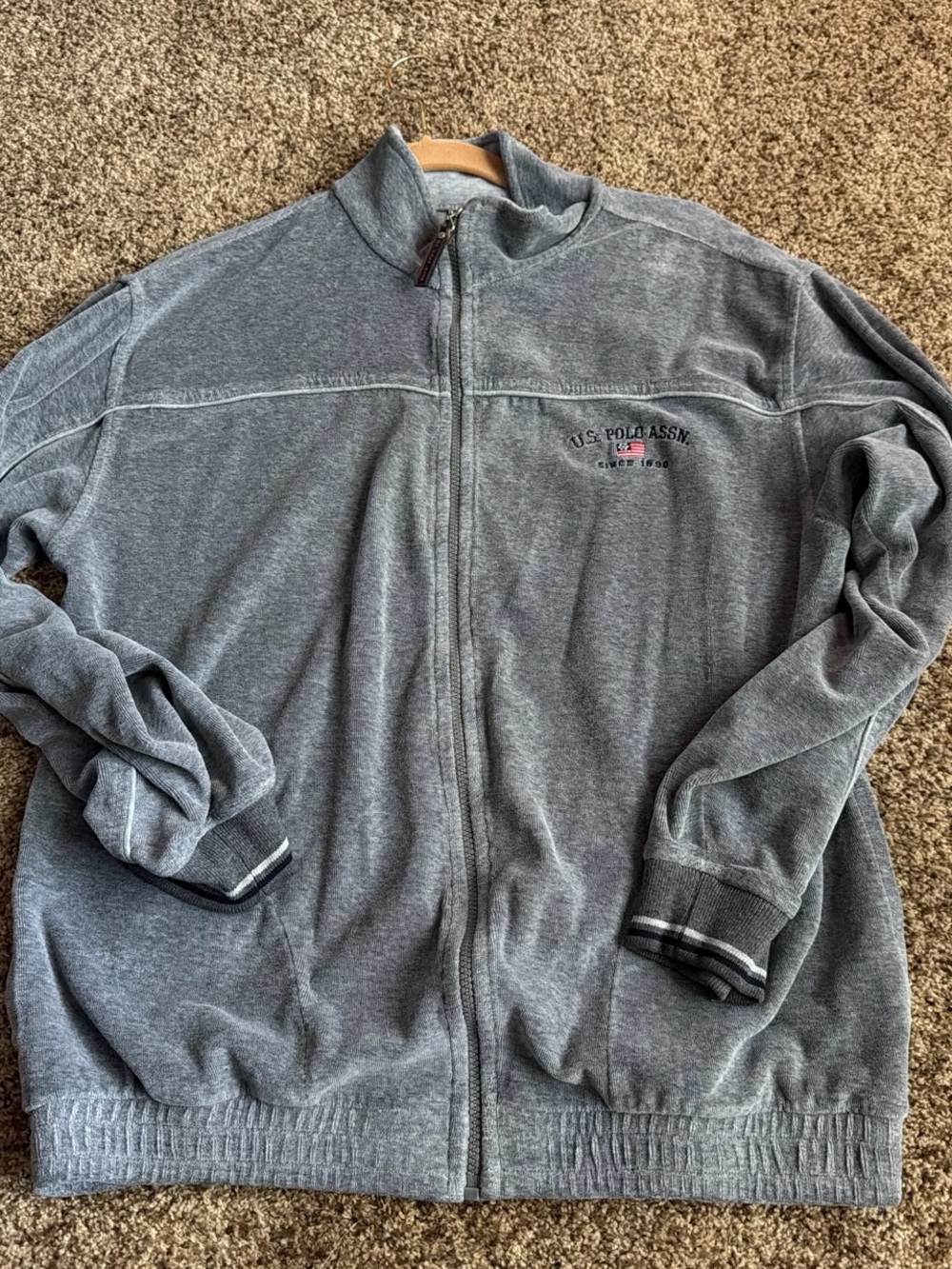 U.S. Polo Assn. Men's Heather Gray Full Zip Sweater Jacket